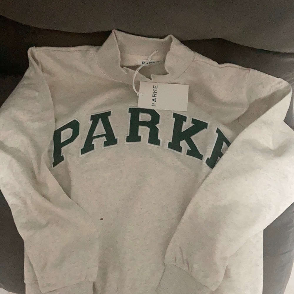 Parke Heather Grey Mock Neck Sweatshirt premium fabric Green lettering size XXL